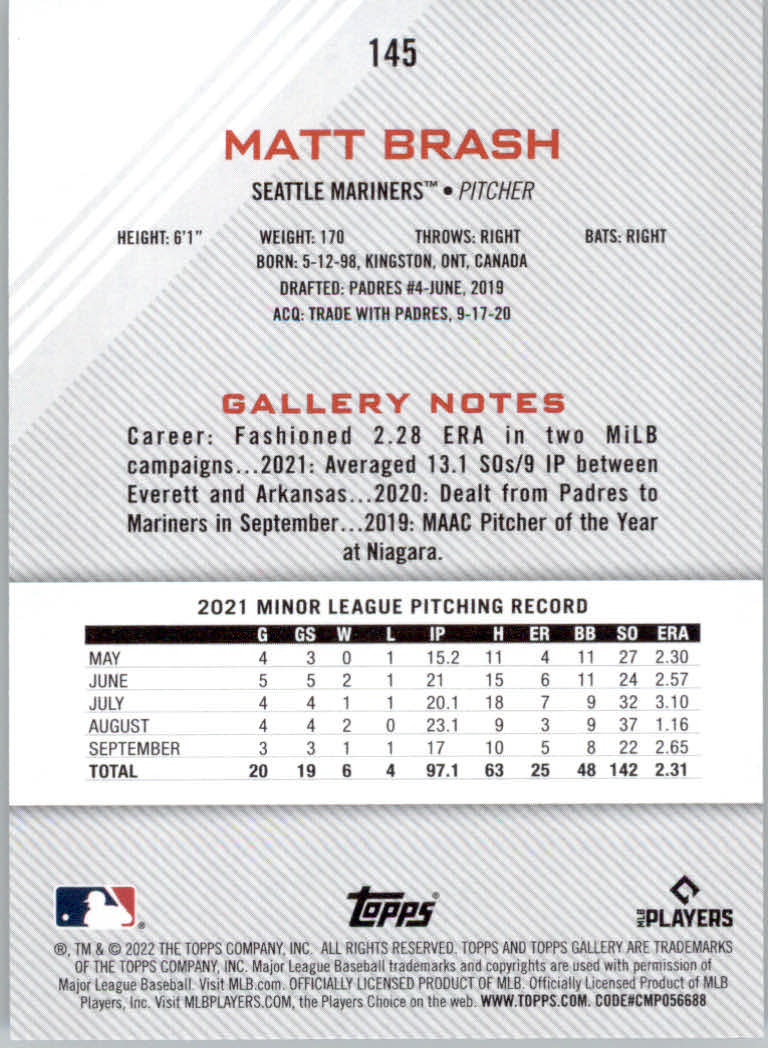 2022 Topps Gallery Baseball "Main Set" Base Cards #1 to #200 - Picture 259 of 359