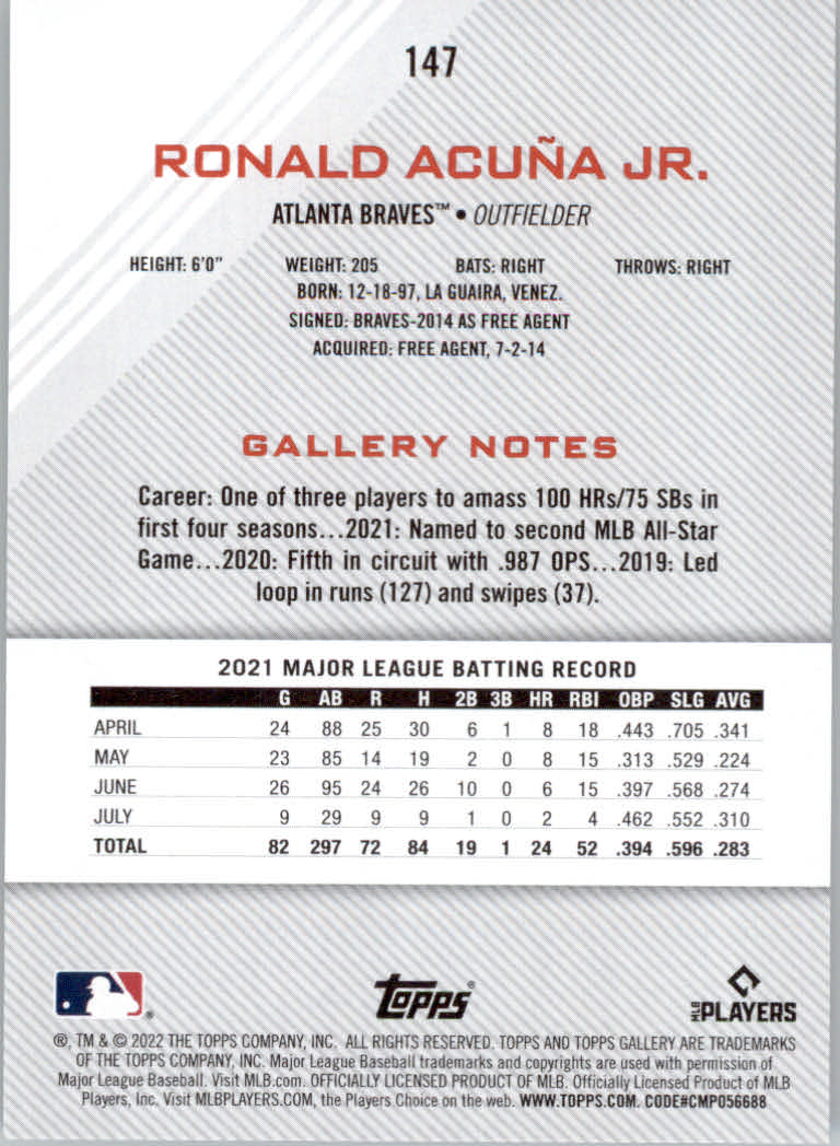 2022 Topps Gallery Baseball "Main Set" Base Cards #1 to #200 - Picture 263 of 359