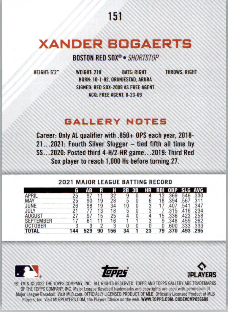 2022 Topps Gallery Baseball "Main Set" Base Cards #1 to #200 - Picture 271 of 359