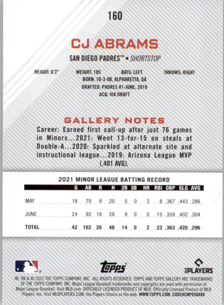 2022 Topps Gallery Baseball "Main Set" Base Cards #1 to #200 - Picture 285 of 359