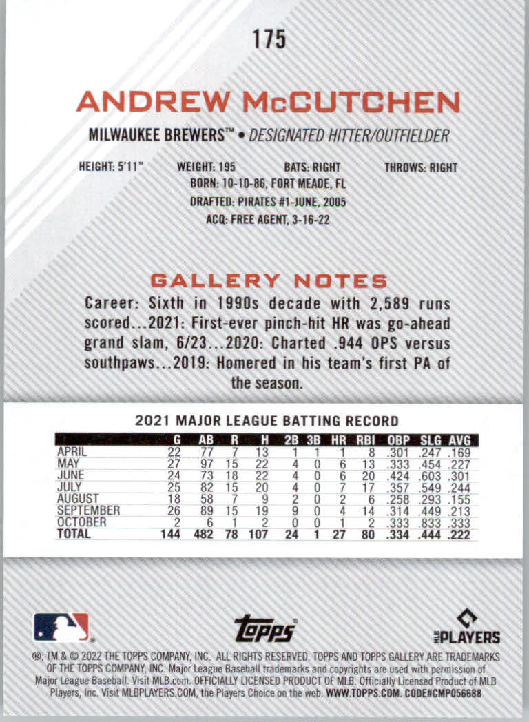 2022 Topps Gallery Baseball "Main Set" Base Cards #1 to #200 - Picture 311 of 359