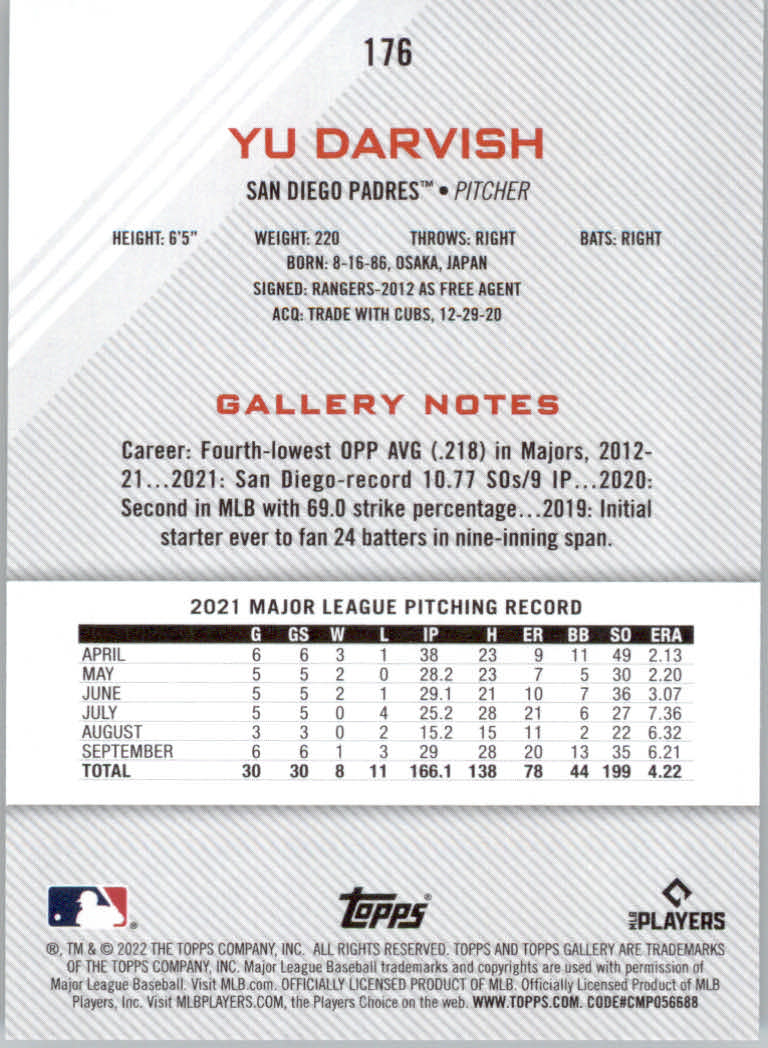 2022 Topps Gallery Baseball "Main Set" Base Cards #1 to #200 - Picture 313 of 359