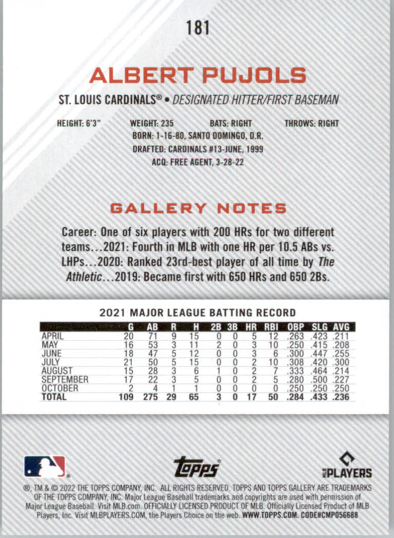 2022 Topps Gallery Baseball "Main Set" Base Cards #1 to #200 - Picture 323 of 359