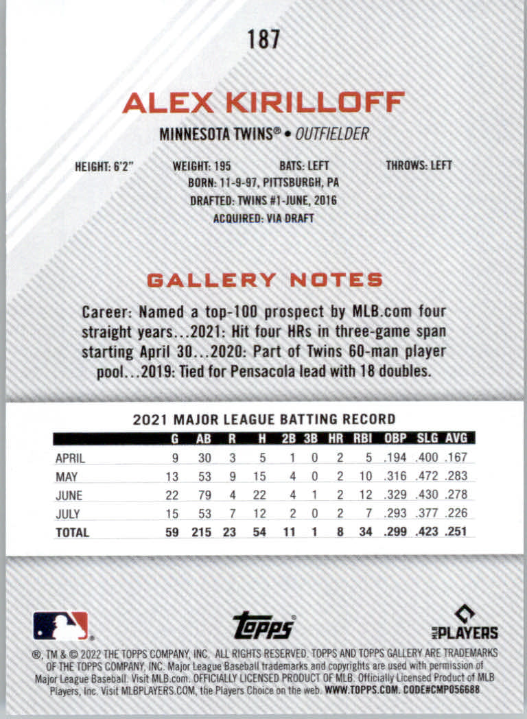 2022 Topps Gallery Baseball "Main Set" Base Cards #1 to #200 - Picture 335 of 359
