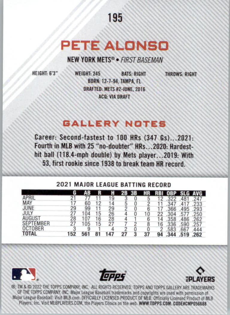 2022 Topps Gallery Baseball "Main Set" Base Cards #1 to #200 - Picture 349 of 359