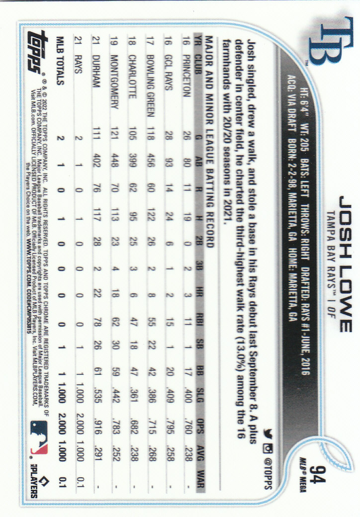 2022 Topps Chrome Logofractor Baseball "Main Set" Base Cards - Bild 63 von 81