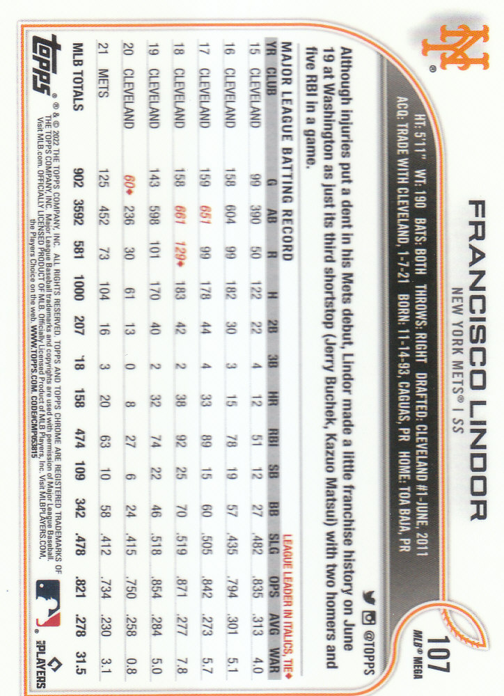 2022 Topps Chrome Logofractor Baseball "Main Set" Base Cards - Bild 75 von 81