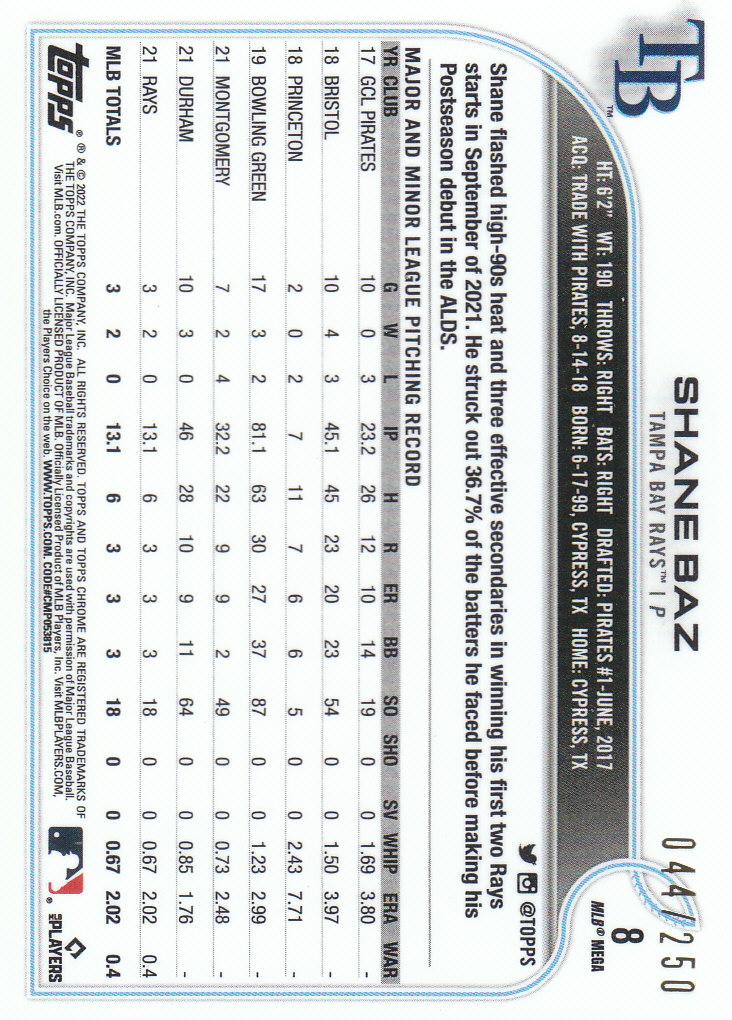2022 Topps Chrome Logofractor Baseball "Colored Refractor" Parallel Cards - Picture 29 of 37