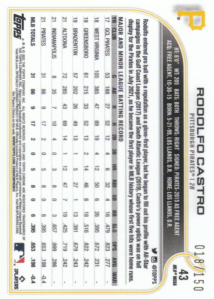 2022 Topps Chrome Logofractor Baseball "Colored Refractor" Parallel Cards - Picture 5 of 37