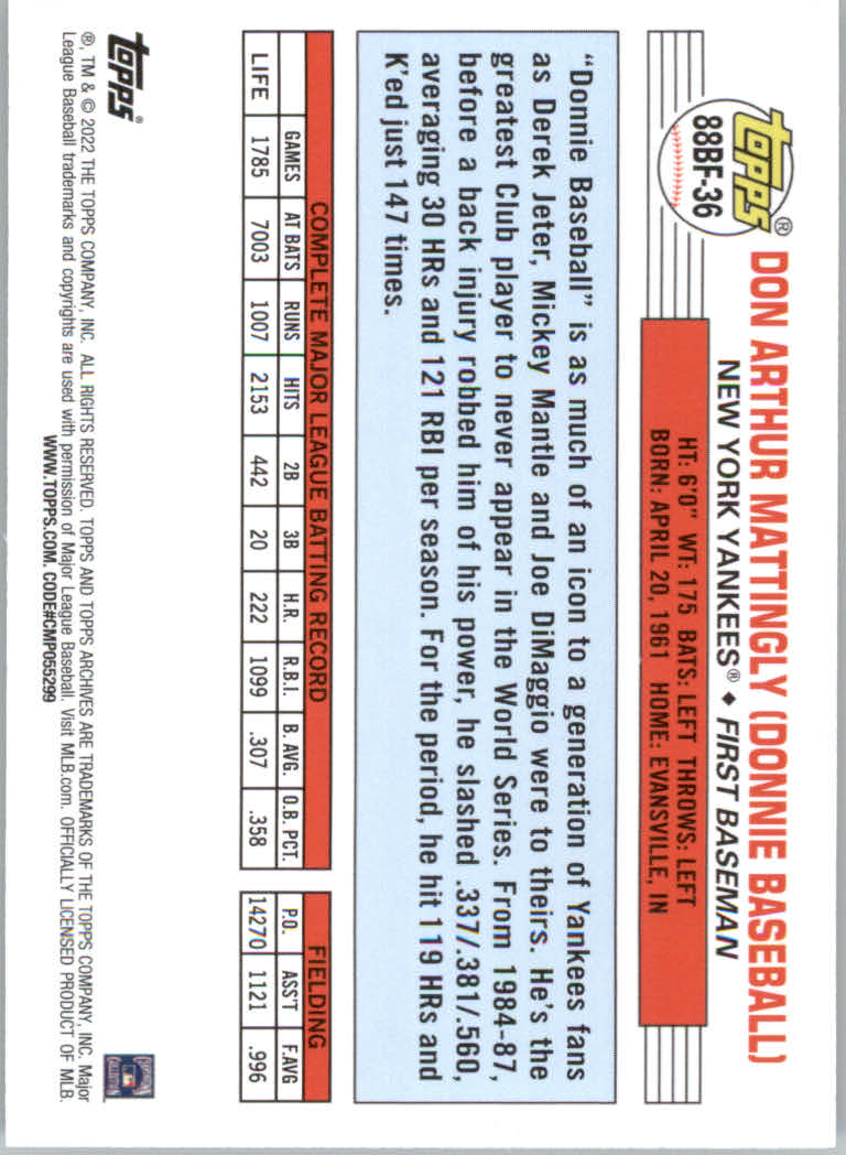 2022 Topps Archives Baseball "'88 Topps Big Foil" Insert Cards - Picture 31 of 45