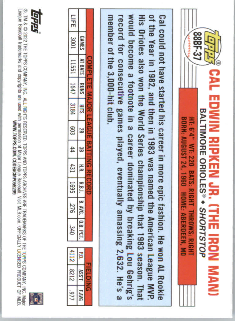 2022 Topps Archives Baseball "'88 Topps Big Foil" Insert Cards - Picture 33 of 45