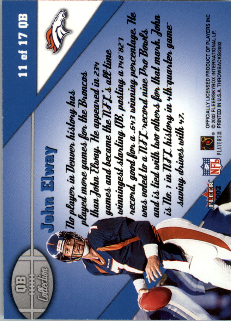 2002 Fleer Throwbacks Football QB Collection YOU PICK - Picture 15 of 23