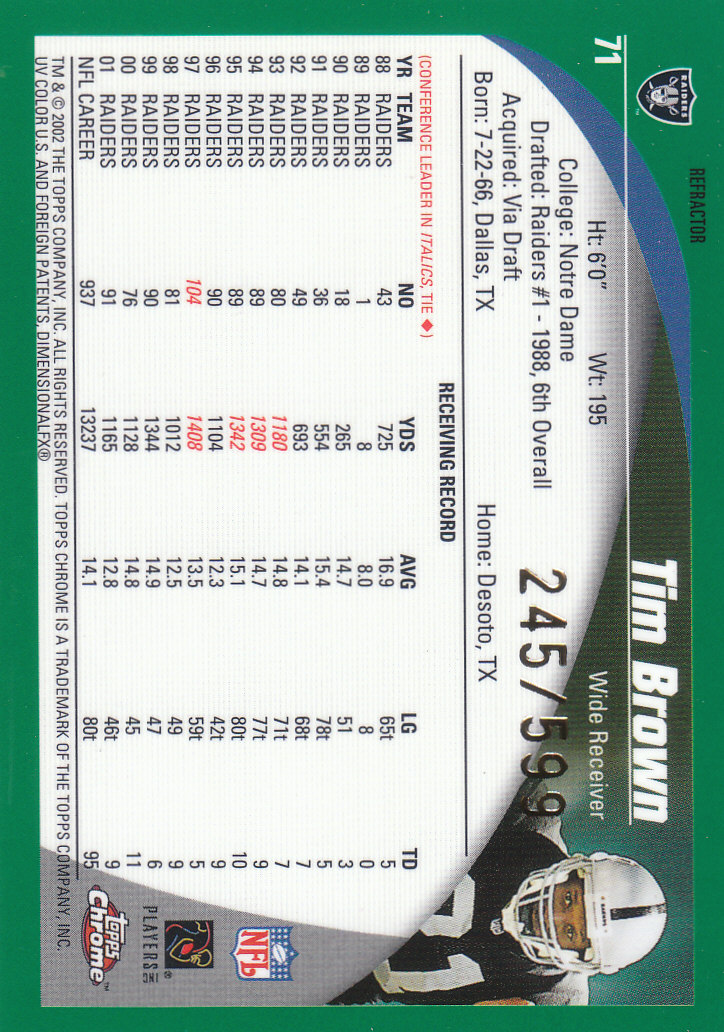 2002 Topps Chrome Football Part 2 Insert and Parallel Cards - Picture 49 of 84