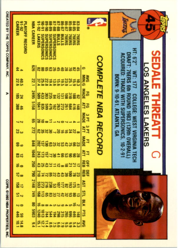 1992-93 Topps Basketball Card Pick 2-250