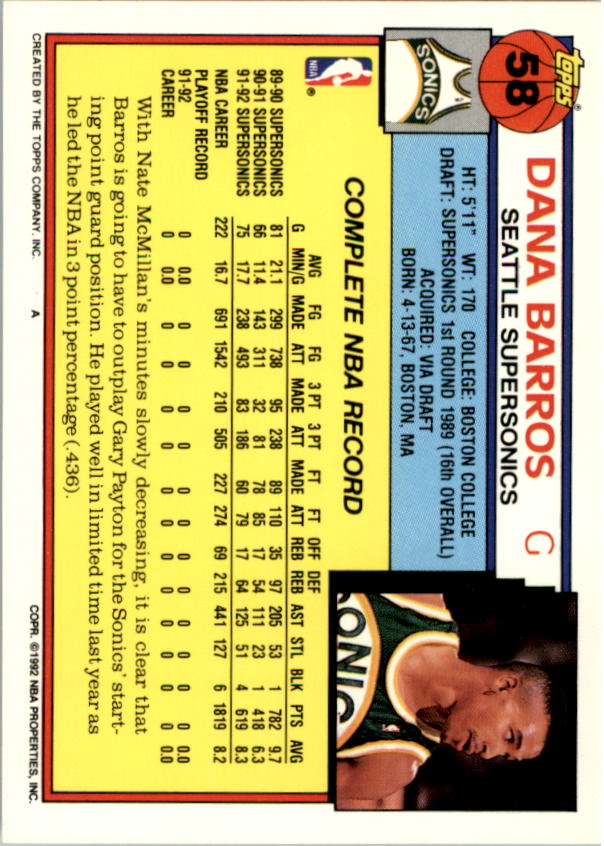 1992-93 Topps Basketball Card Pick 2-250