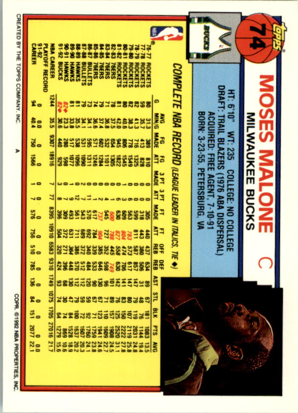 1992-93 Topps Basketball Card Pick 2-250