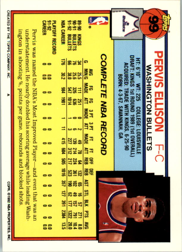 1992-93 Topps Basketball Card Pick 2-250