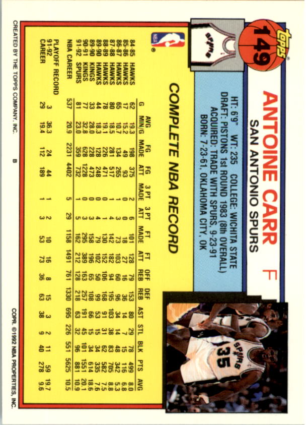 1992-93 Topps Basketball Card Pick 2-250