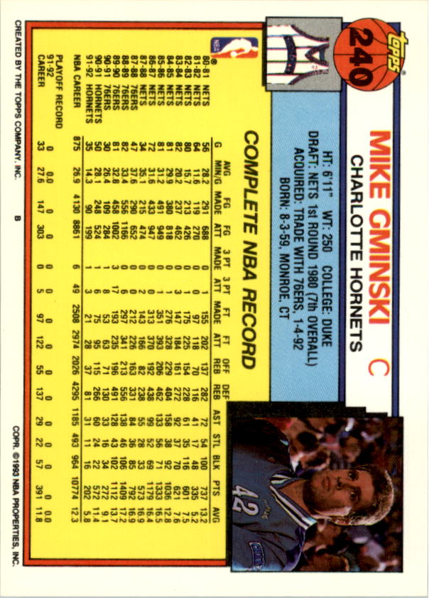 1992-93 Topps Basketball Card Pick 2-250