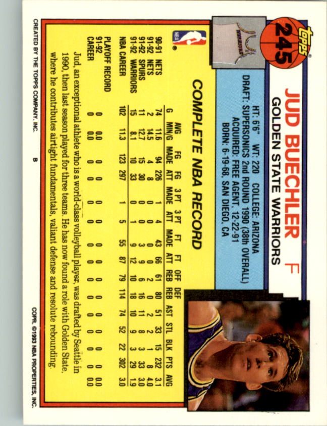 1992-93 Topps Basketball Card Pick 2-250