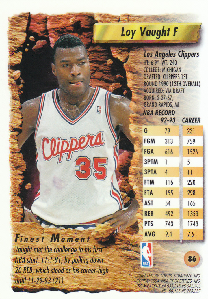 1993/1994 Finest Basketball Part 1 Main Set Cards #1 to #220 - Picture 165 of 411