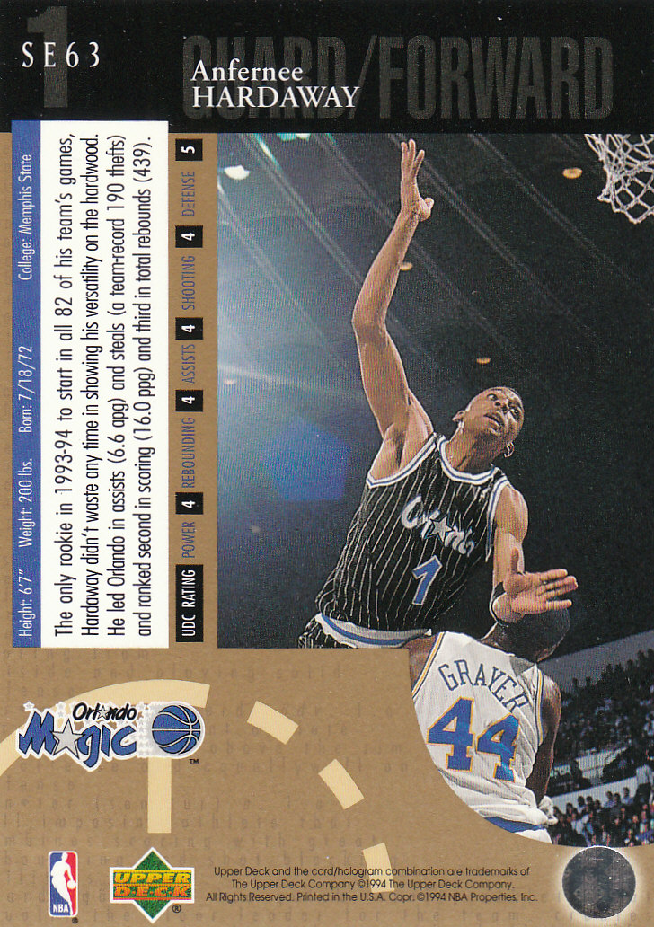 1994/1995 Upper Deck Basketball Part 3 Special Edition and Gold Cards - Picture 212 of 216