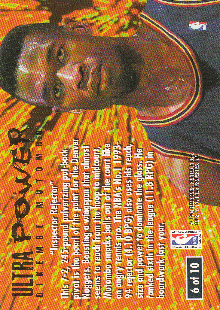 1994/1995 Ultra (Fleer) Basketball Part 3 Insert Cards - Picture 106 of 150