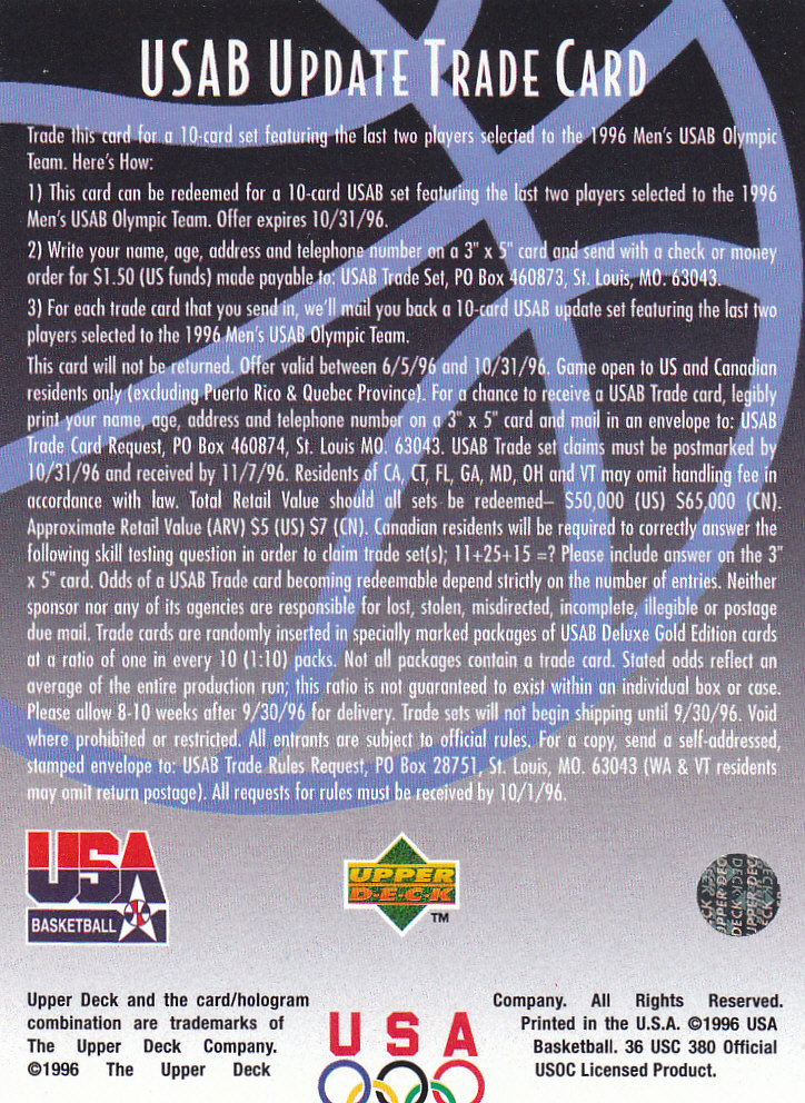 1996 USA (Upper Deck) Basketball - Picture 145 of 145