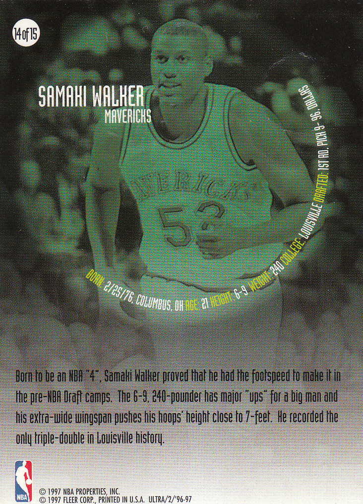 1996/1997 Ultra (Fleer) Basketball Part 2 Insert and Parallel Cards - Picture 23 of 77