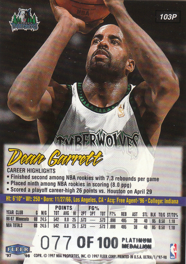 1997/1998 Ultra (Fleer) Basketball Part 2 Parallel Cards - Picture 138 of 138