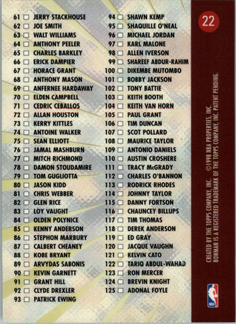 thumbnail 17  - 1997-98 Bowman&#039;s Best Basketball Card Pick