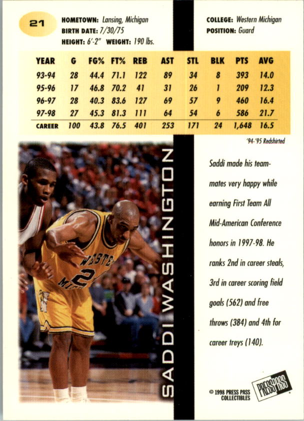 1998 Press Pass Basketball Card Pick (Gold Foil) - Picture 43 of 87
