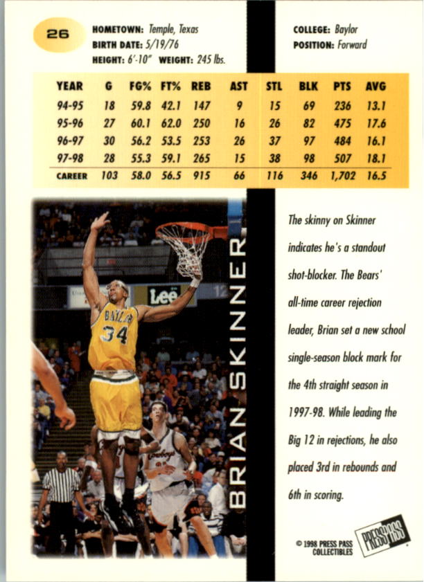 1998 Press Pass Basketball Card Pick (Gold Foil) - Picture 53 of 87