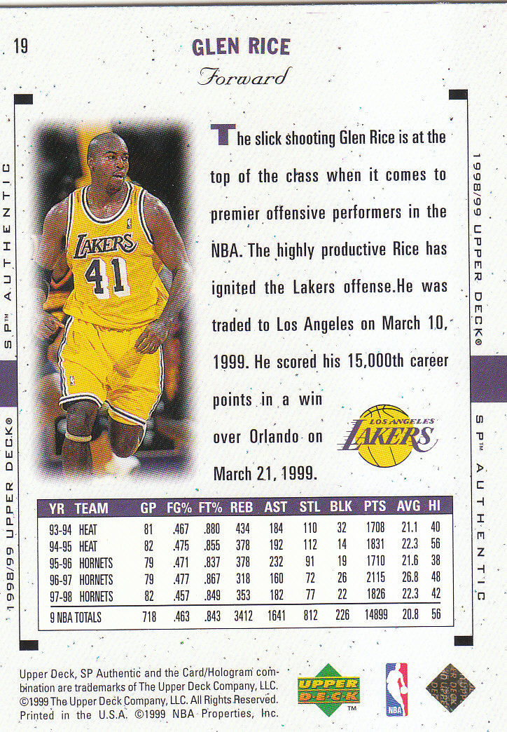 1998/1999 SP Authentic (Upper Deck) Basketball - Picture 17 of 129
