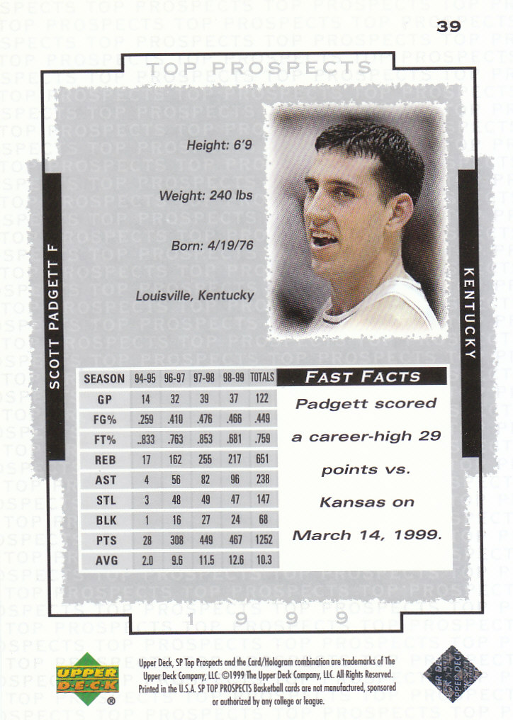 1999 SP Top Prospects (Upper Deck) Basketball - Picture 59 of 71