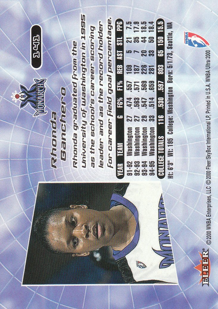 2000 Ultra WNBA Basketball Part 1 Main Set Cards #1 to #150 - Picture 272 of 290
