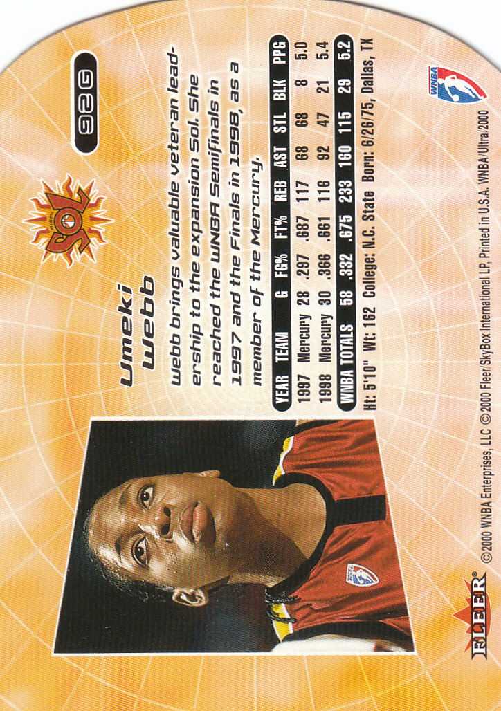 2000 Ultra WNBA Basketball Part 2 Autograph, Insert and Parallel Cards - Picture 89 of 172