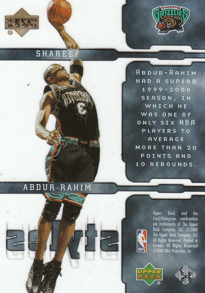 2000/2001 Slam (Upper Deck) Basketball - Picture 102 of 120