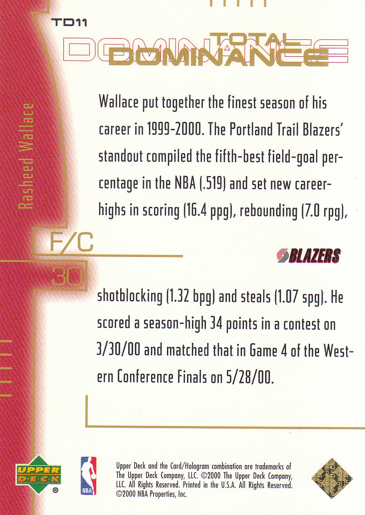 2000/2001 Upper Deck Basketball Part 3 Insert and Parallel Cards - Picture 82 of 133