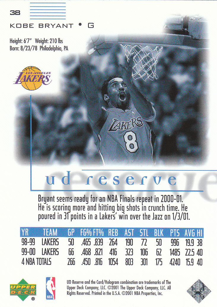 2000/2001 UD Reserve (Upper Deck) Basketball - Picture 97 of 163