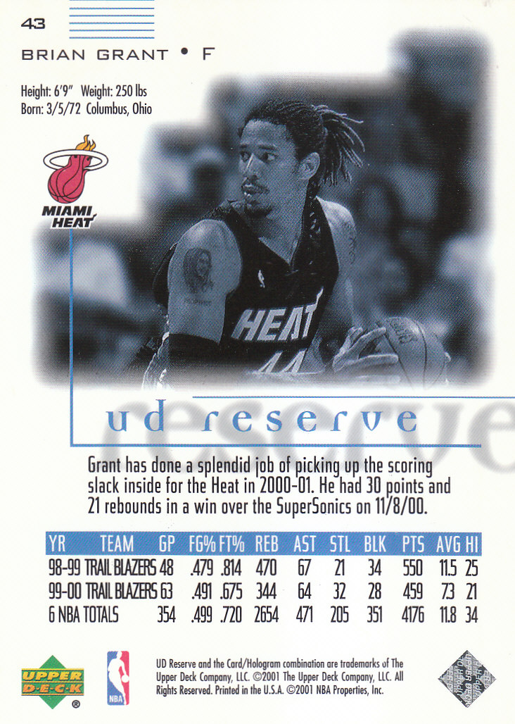 2000/2001 UD Reserve (Upper Deck) Basketball - Picture 91 of 163