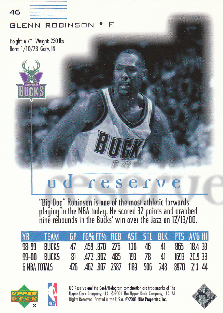 2000/2001 UD Reserve (Upper Deck) Basketball - Picture 86 of 163