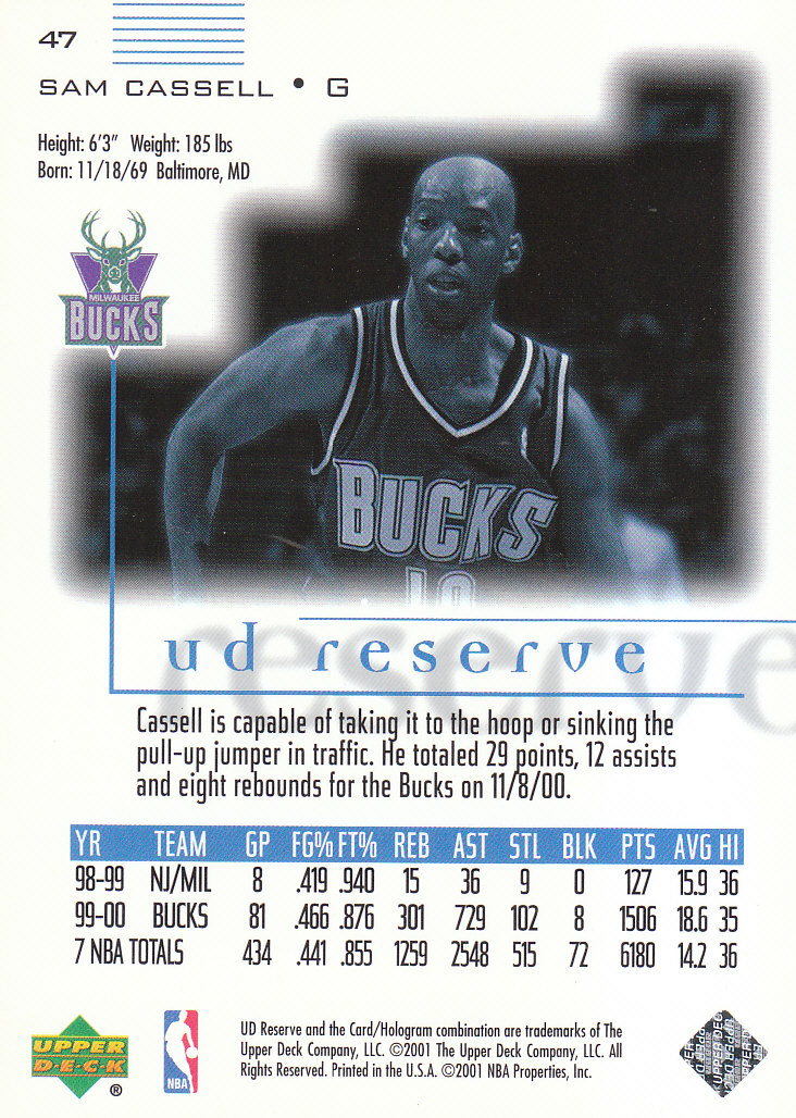 2000/2001 UD Reserve (Upper Deck) Basketball - Picture 84 of 163