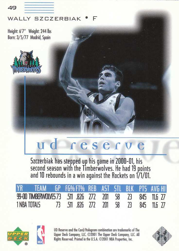 2000/2001 UD Reserve (Upper Deck) Basketball - Picture 80 of 163