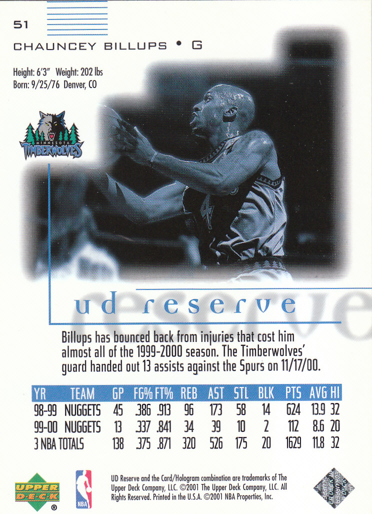 2000/2001 UD Reserve (Upper Deck) Basketball - Picture 76 of 163