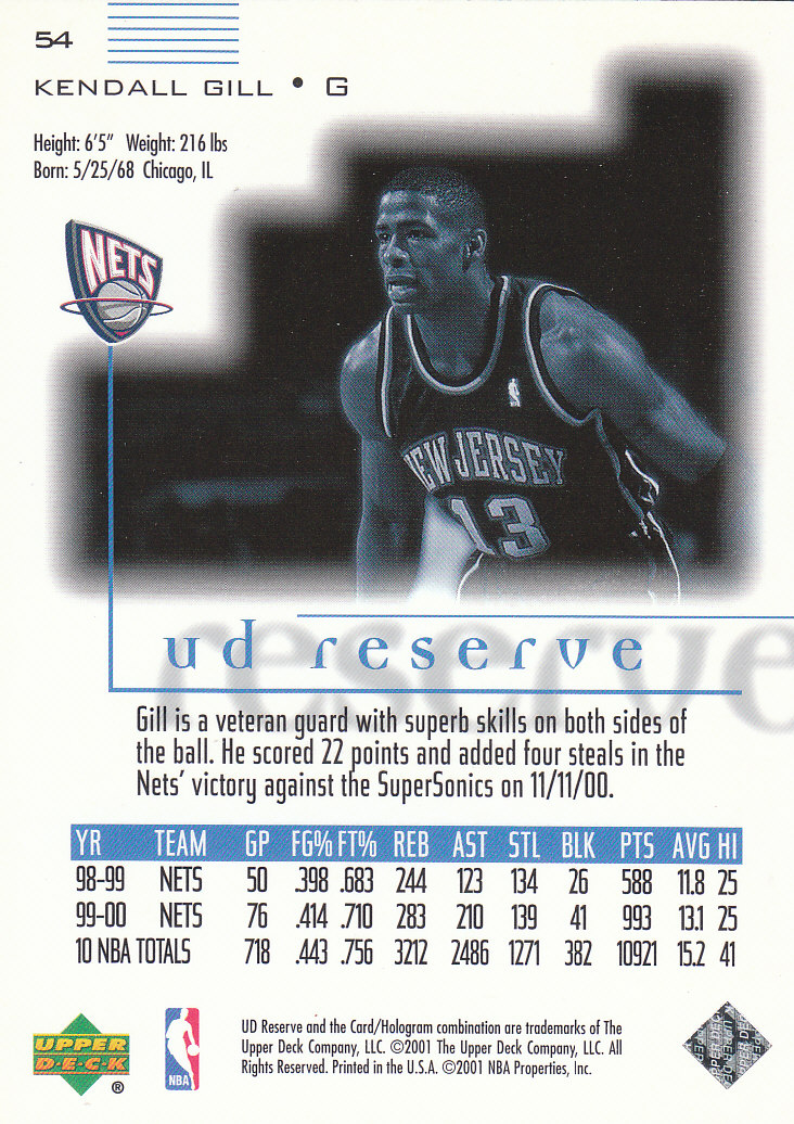 2000/2001 UD Reserve (Upper Deck) Basketball - Picture 71 of 163