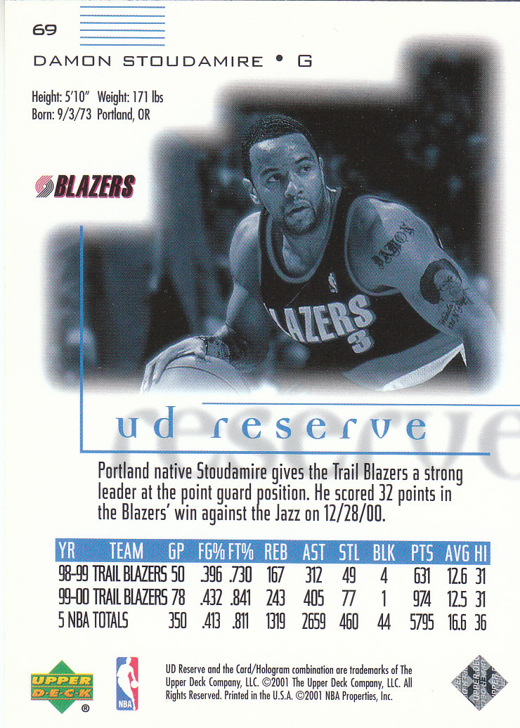 2000/2001 UD Reserve (Upper Deck) Basketball - Picture 49 of 163