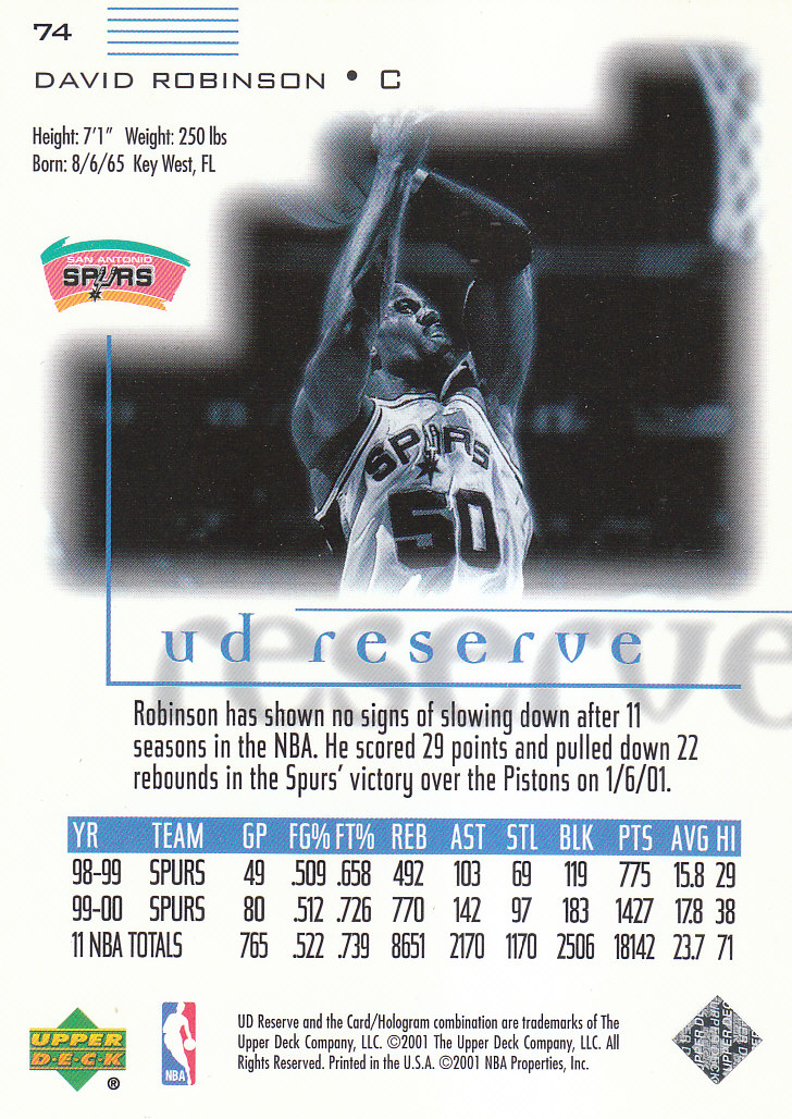 2000/2001 UD Reserve (Upper Deck) Basketball - Picture 42 of 163