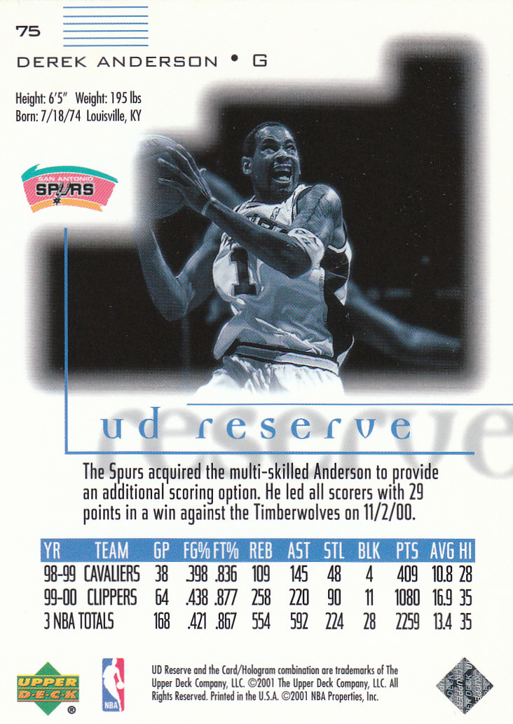 2000/2001 UD Reserve (Upper Deck) Basketball - Picture 40 of 163