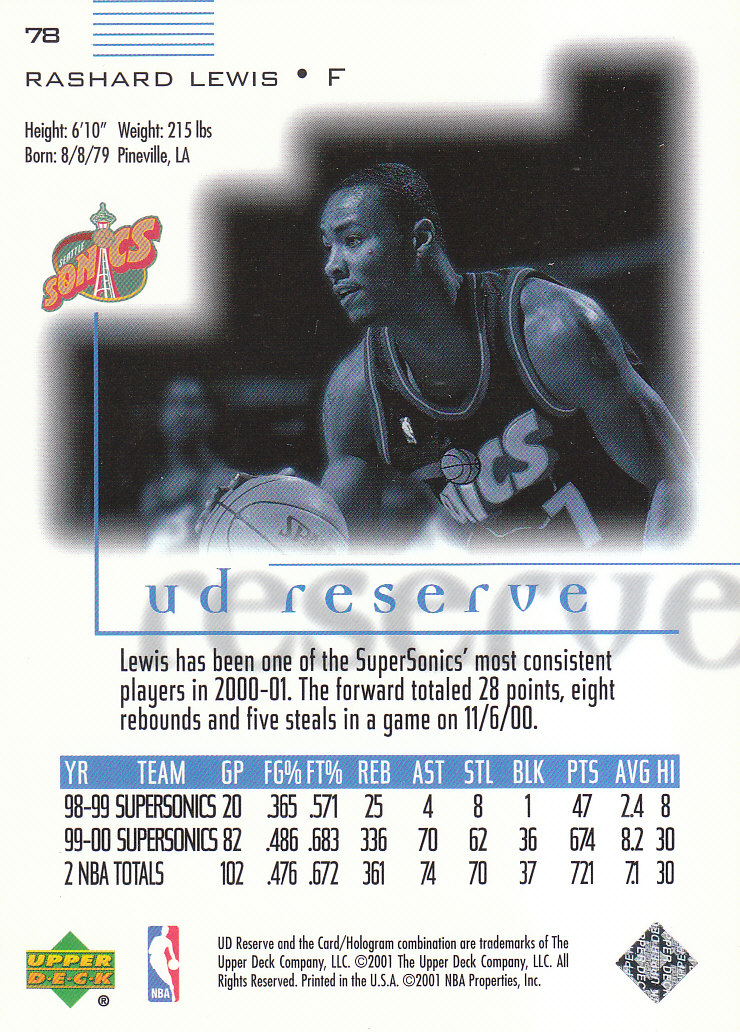 2000/2001 UD Reserve (Upper Deck) Basketball - Picture 36 of 163